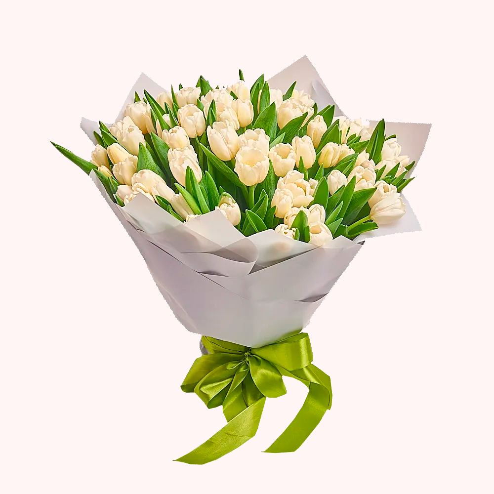 Букет из 101 белого тюльпана